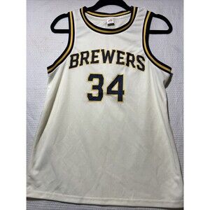 Milwaukee Brewers Giannis Antetokounmpo Jersey Cream #34 - Adult Size M